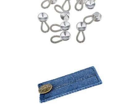 10 Pieces Metal Shirt Collar Extenders Stretch Collar Neck Extenders Elastic Button and Jeans Extended Belt with a Metal Jeans Button Trousers Extender for Dress Shirt Tight Trousers Maternity Dress Garment Accessories on Sale