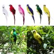 Maxbell 2x Realistic Parrot Artificial Feather Bird Animal Ornament White & Rose Red Online now