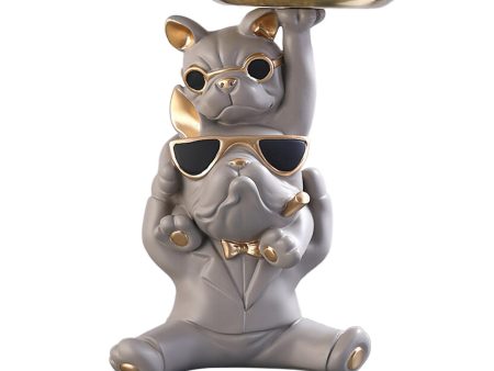 Maxbell Abstract Animal Figurines Puppy Statues Storage Tray Desktop Decorative Gray Supply